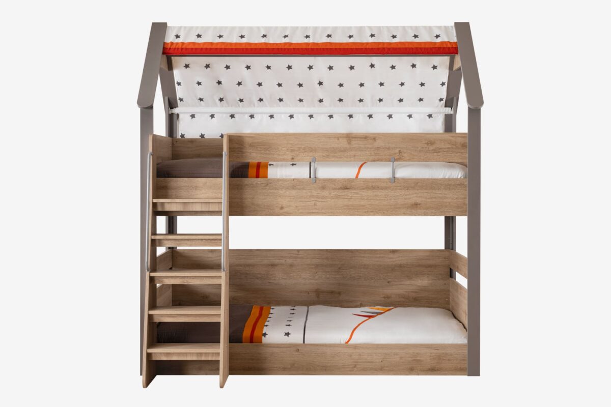Kupa Montessori Hut Etagenbett – 123/155×212×227 cm, mit Treppe & Hausdach – Bild 2