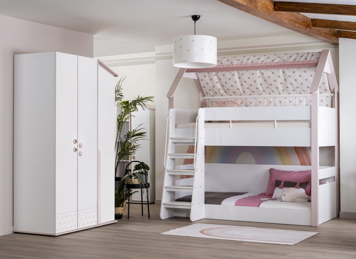 Kupa Montessori Pink Haus-Etagenbett Rosa mit Treppe – Bild 3