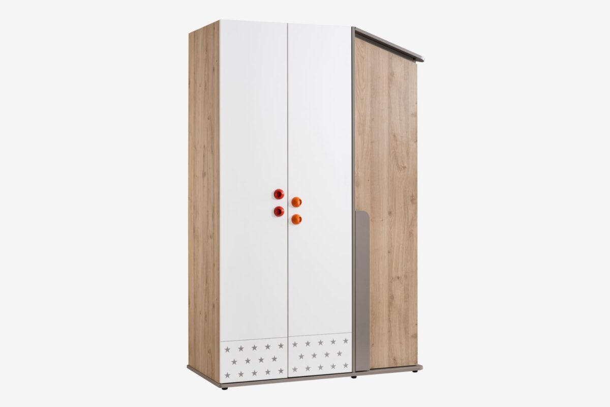 Kupa Montessori Hut Kleiderschrank – 3-türig, Weiß/Holz, LED – Bild 2