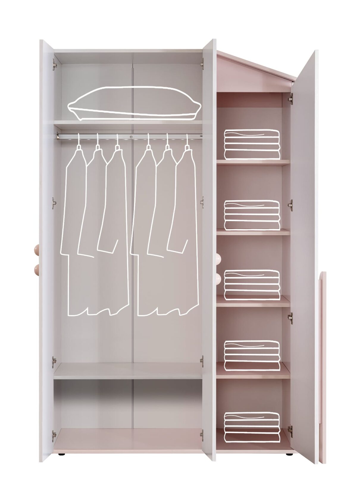 Kupa Montessori Pink Haus-Kleiderschrank Rosa – 3-türig – Bild 3