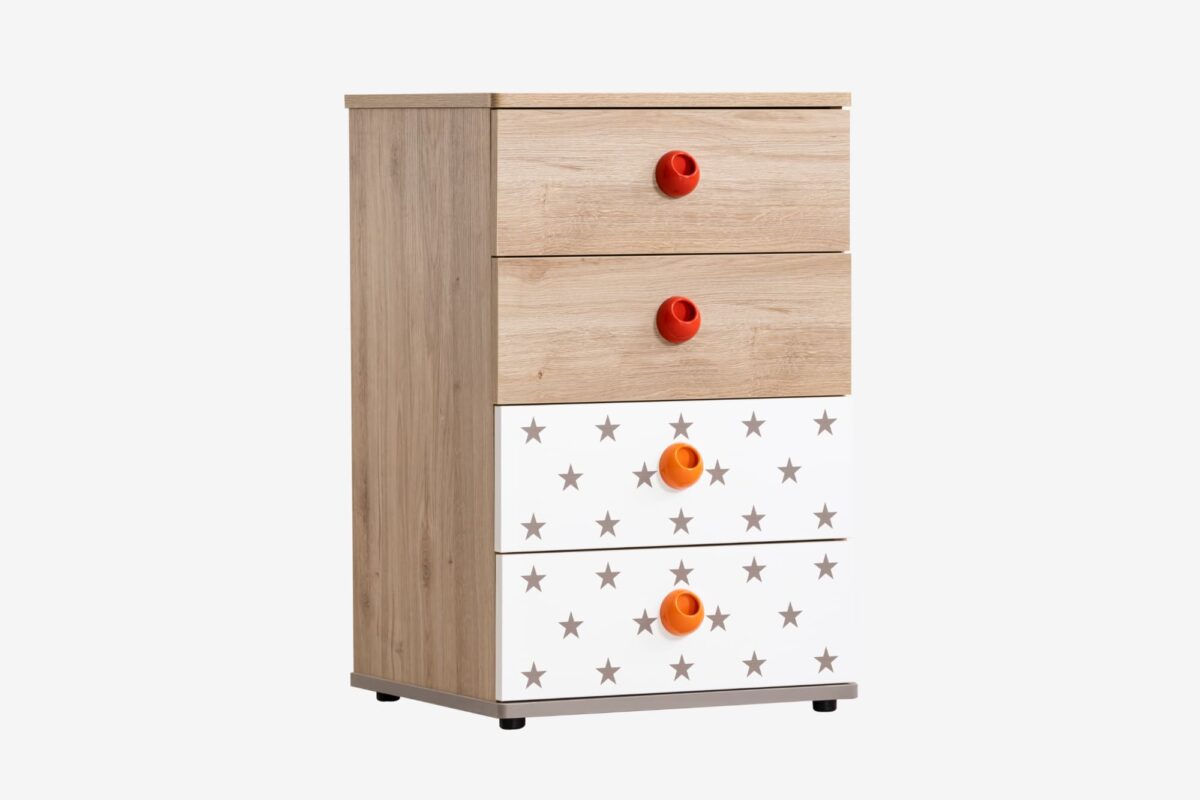 Kupa Montessori Hut Kinderkommode – 52 cm, 4 Schubladen, Sterne