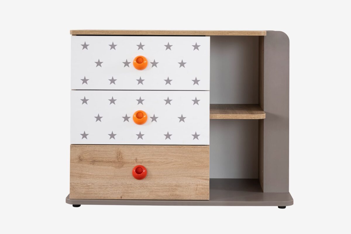 Kupa Montessori Hut Kinderkommode – 92 cm, 3 Schubladen, Sterne