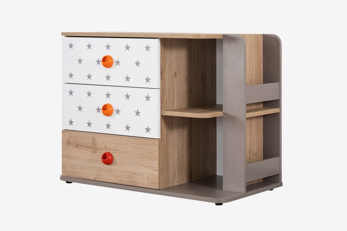 Kupa Montessori Hut Kinderkommode – 92 cm, 3 Schubladen, Sterne – Bild 2