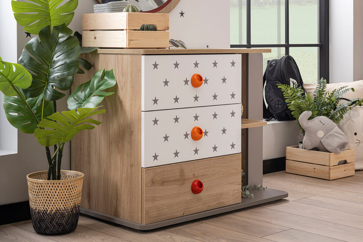 Kupa Montessori Hut Kinderkommode – 92 cm, 3 Schubladen, Sterne – Bild 4