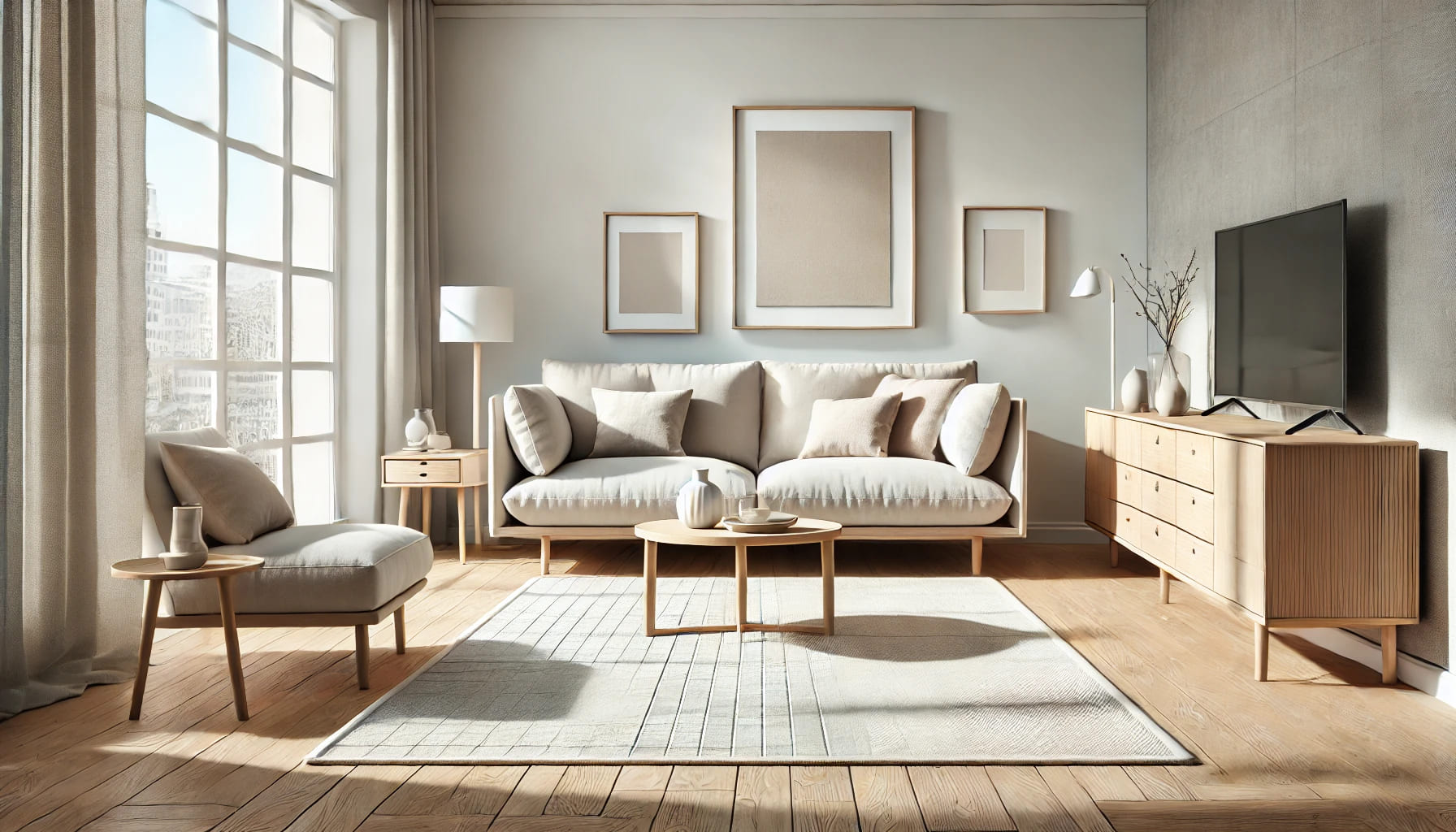 Wohnzimmer kombination Sofa, Teppich, Sideboard