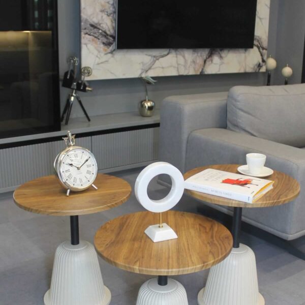 Milano 3-teiliger Couchtisch, Walnuss matt, Mondstein ohne Rillen