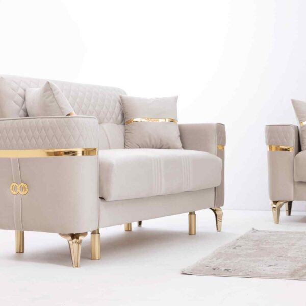 Alternative view of Sofagarnitur Lucca mit cremefarbenen und goldenen Details