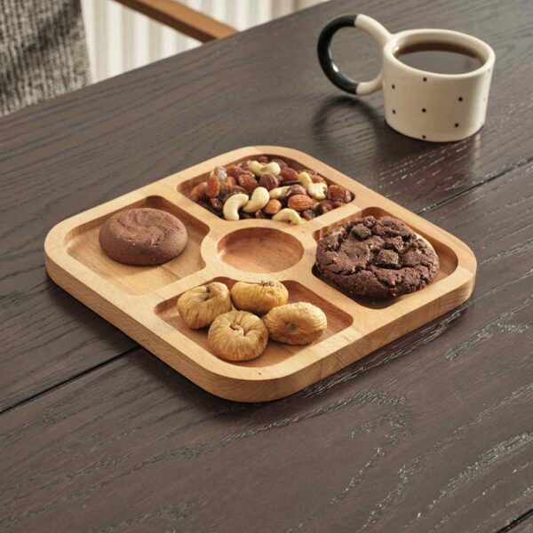 Silva Geteilte Snack- & Servierschale aus Massiver Buchenholz