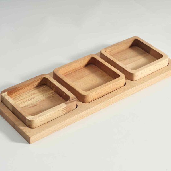 Alternative view of Nemo Dreigeteilte Snack- & Servierschale aus Massiver Buchenholz