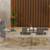 Couchtisch Gold Design – 5-teiliges Satztisch Set mit Metallfuß – Edler Beistelltisch & Sitzhocker